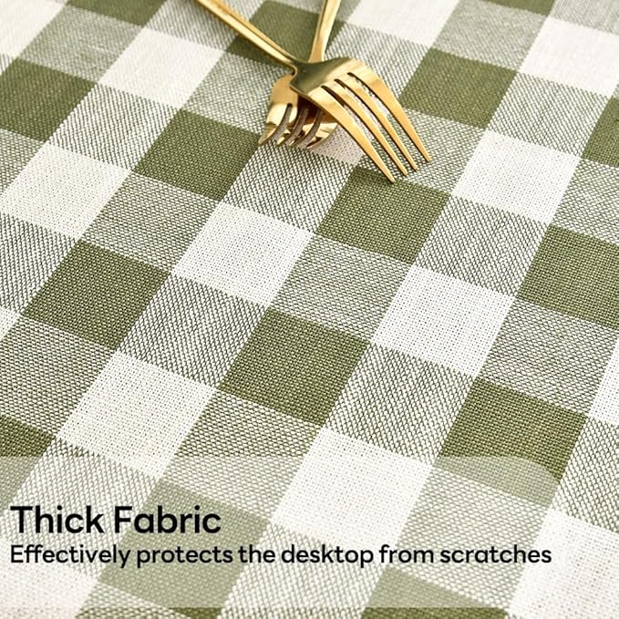 Gingham Tablecloth Rectangle Table Cloth Heavy Duty Cotton Checkered Table Cover for Spring Picnic Kitchen Dining(C-Sage Green, 52x98 inch)