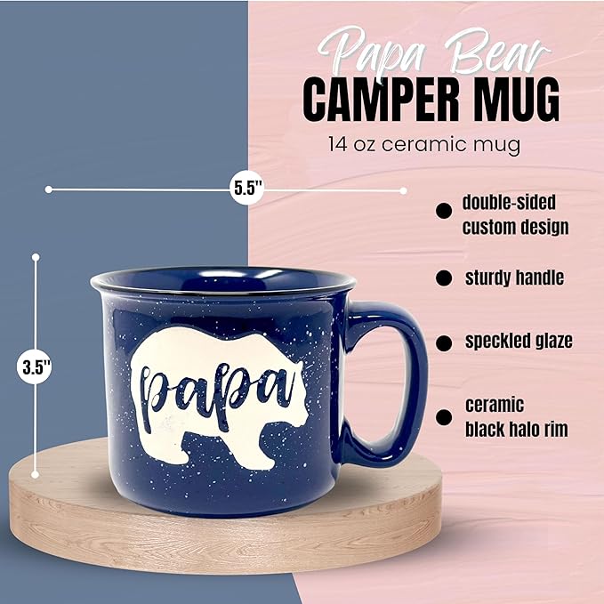 Brooke & Jess Designs Nana and Papa Bear 15 oz Cute Coffee Mug for Grandma, Grandmother - Grandma Gifts, Mother's Day, Christmas, Birthday (Nana Bear Coral and Papa Bear Dark Blue Gift Set)