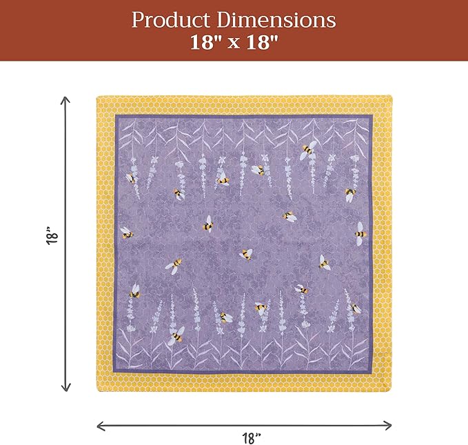 Maison d' Hermine Cloth Napkins Set of 4 100% Cotton Everyday Reusable Square Napkins Cloth Washable Dinner Wedding Restaurant Valentines Day Decorations Spring/Summer (Bees are Buzzing, 18" x 18")