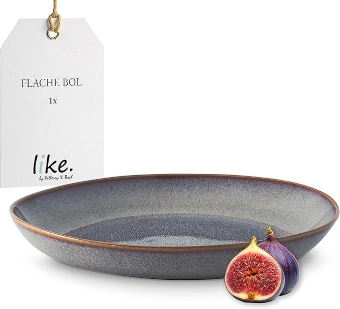 Like. By Villeroy and Boch – Lave Beige Shallow Bowl, 11 x 10.75 x 1.75 in, Beautiful Bowl Made From Stoneware For Side dishes and Larger Meals, Dishwasher and Microwave-Safe
