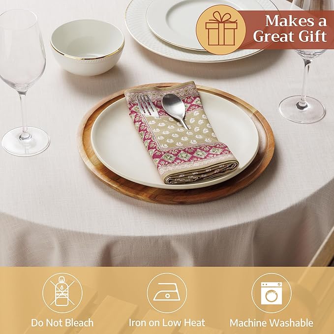 Maison d' Hermine Cloth Napkins Set of 4 100% Cotton Everyday Reusable Square Napkins Cloth Washable Dinner Party Wedding Restaurant Valentines Day Decorations Spring/Summer (Manosque, 18" x 18")
