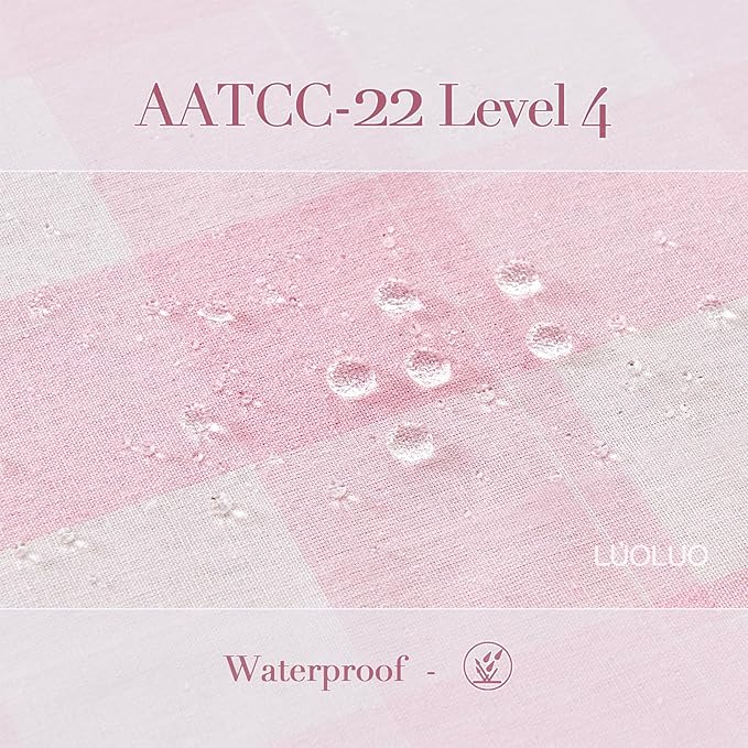 Gingham Tablecloth 55 x 71 Inch – Waterproof Rectangle Table Cloth, Yarn-Dyed Cotton Blend Checkered Tablecloth, Wipeclean Washable Valentines Tablecloth for Dining, Camping, Outdoor (Pink)