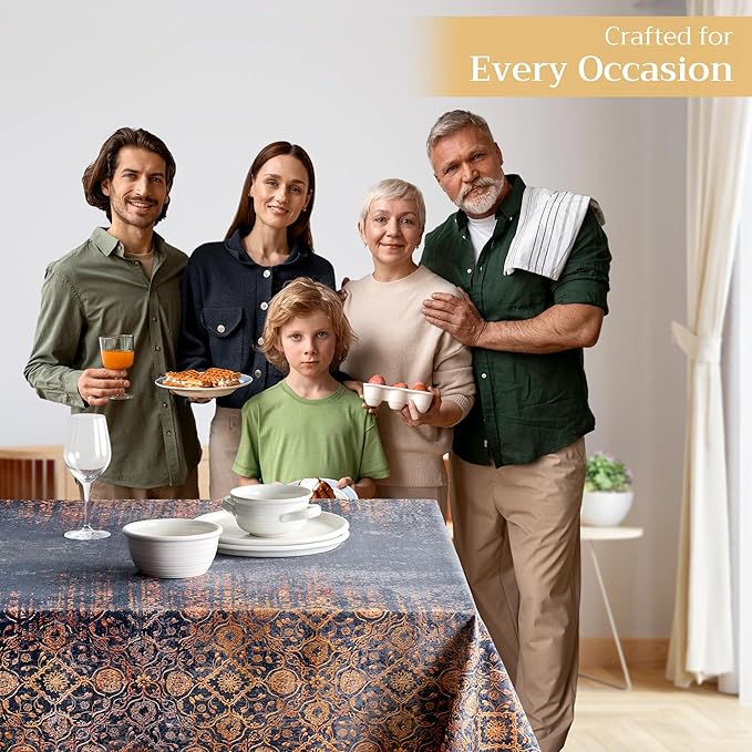 Maison d' Hermine Table Cloth Rectangle Table 100% Cotton 54 x 72 Inches Fall Tablecloth Reusable Everyday Use for Thanksgiving Christmas Decorations Dining Farmhouse Party (Imperfection)