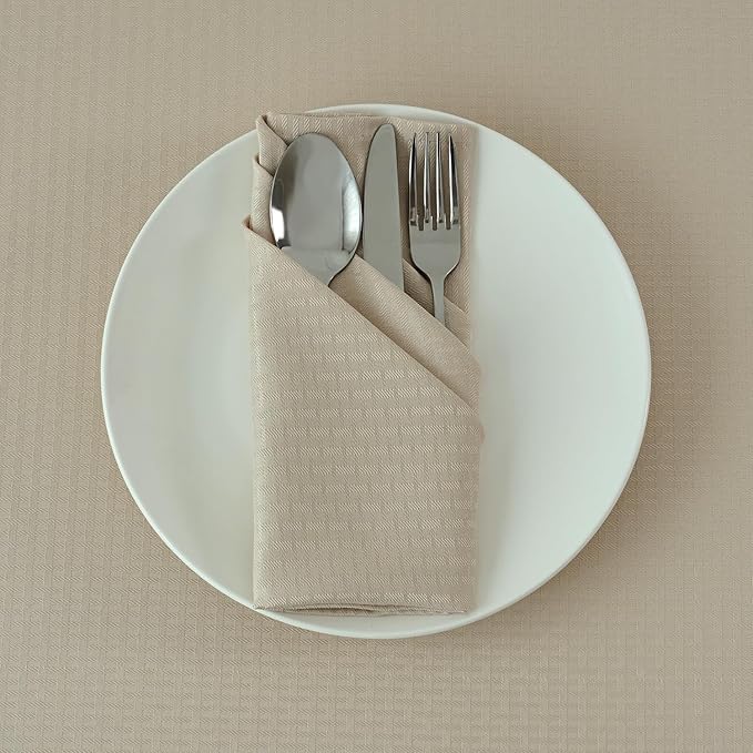 maxmill Cloth Napkins 20 x 20 Inch Weaved Texture Pattern Soft Comfortable and Luxury Serviette for Restaurant Family Dinners Weddings Parties and Banquets Set of 4 Pieces, Natural
