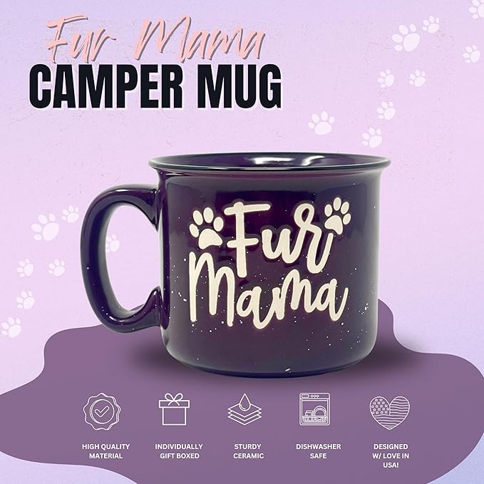 Cute Funny Coffee Mug for Dog Lovers - Dog Mom, Dog Dad, Fur Mama - Unique Fun Gifts for Her, Dad, Mom, Sister, Teacher, Coworkers - Coffee Cups & Mugs with Quotes