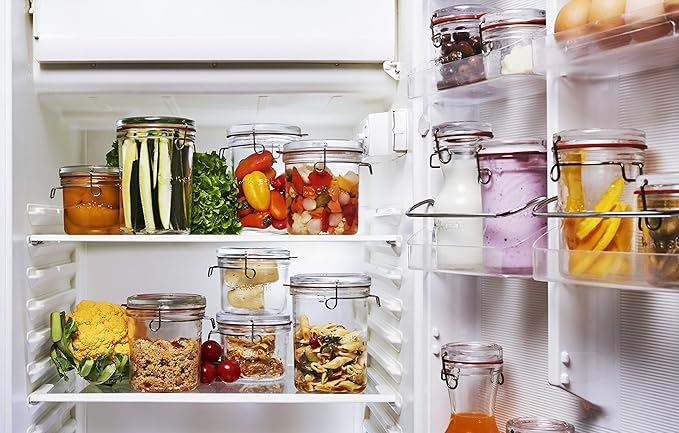 Luigi Bormioli Lock-Eat 3pc Jar Set (Set of 3) : Innovative Glass Lid, Easy to Close, Easy to Open, Dishwasher Safe, Microwave Safe, Canning Safe, Freezer Safe, Stackable Jars