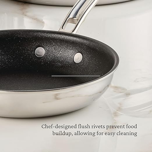 Hestan ProBond Luxe TITUM Nonstick Skillet, 11-Inch Professional Clad Stainless Steel, ProCore Tri-Ply Clad Construction, Polished Exterior, Induction & Oven Safe