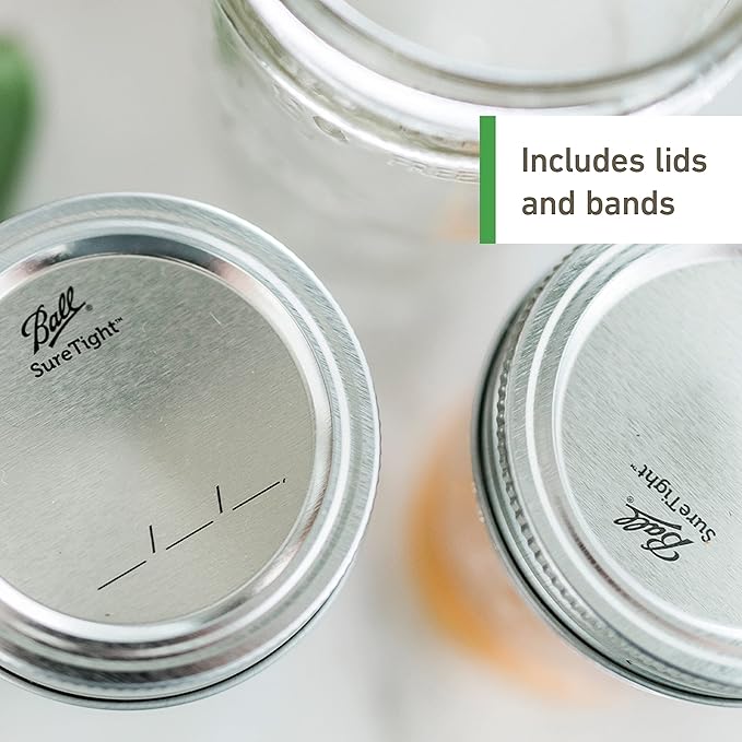 Ball Regular Mouth Quart (32 oz) Mason Jars with Lids and Bands