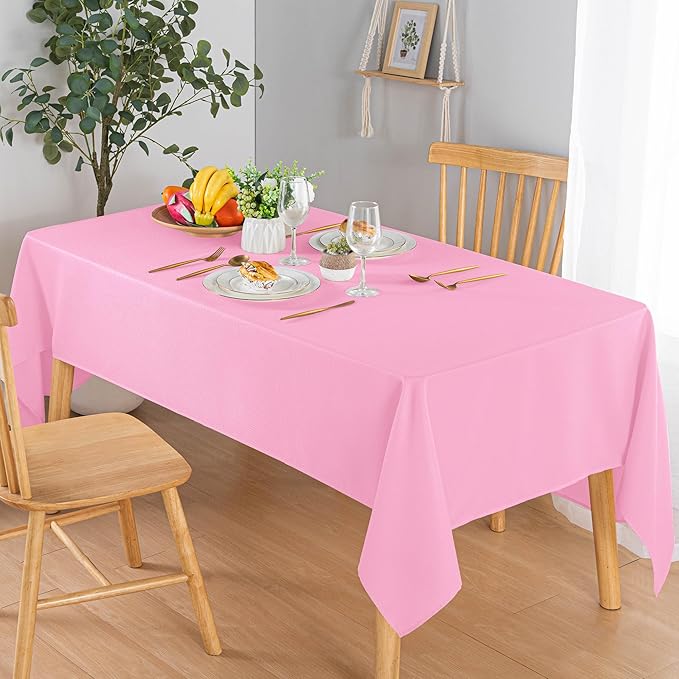 Hiasan 60 X 120 Inch Rectangle Textured Tablecloth - Waterproof Spillproof Antiwrinkle Jacquard Table Cloth for Kitchen and Dining Dinner, Outdoor Picnic, Holiday and Parties, Pink