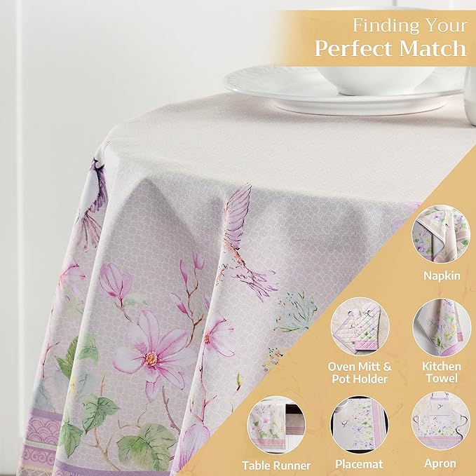 Maison d' Hermine Table Cloth Round Table 100% Cotton 63 Round Inches Tablecloth Reusable Decorative for Dining Room Farmhouse Home Valentines Day Decorations Spring Summer - Magnolia Mornings