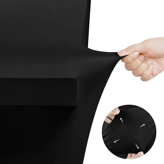 Utopia Kitchen Spandex Tablecloth 10 Pack [6FT, Black] Tight, Fitted, Washable and Wrinkle Resistant Stretch Table Cloth Rectangle Cover for Trade Show, Weddings & Parties [72Lx30Wx30H Inch]