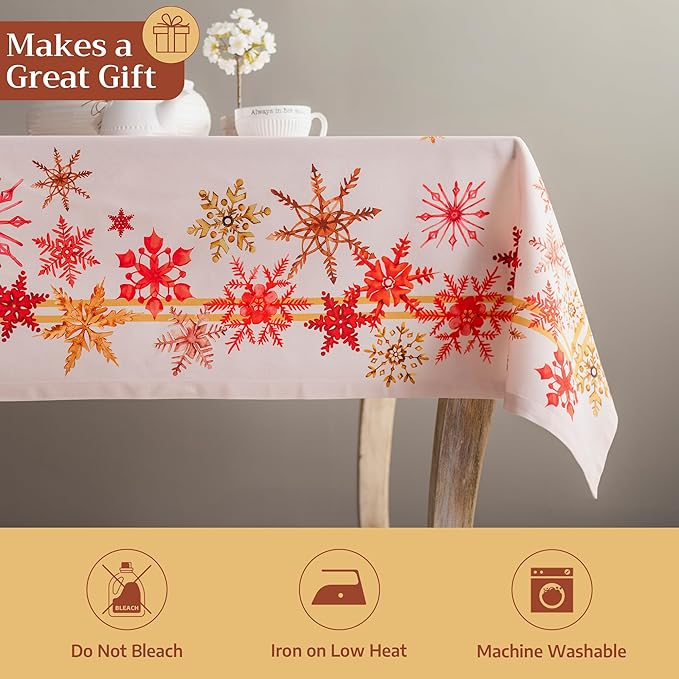 Maison d' Hermine Table Cloth Square Table 100% Cotton 60 x 60 Inches Fall Tablecloth Reusable Everyday Use for Thanksgiving Christmas Decorations Dining Farmhouse Party (Crystal Star)