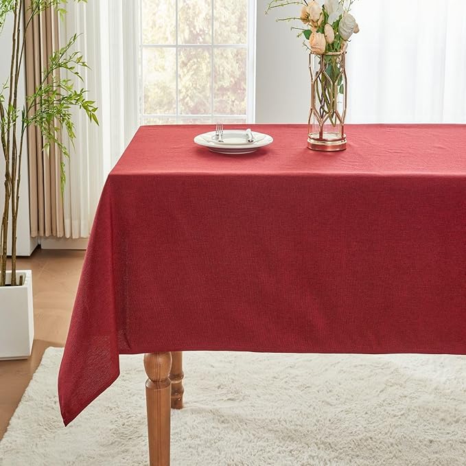 EKAINA Waterproof Faux Linen Rectangle Tablecloth Spill-Proof Wipe-Clean Dining Table Cover for Kitchen Party Holiday Everyday Use
