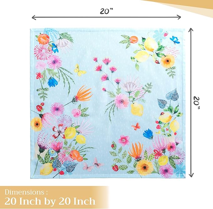Maison d' Hermine Cloth Napkins Set of 4 100% Cotton Everyday Reusable Square Napkins Cloth Washable Dinner Wedding Restaurant Valentines Day Decorations Spring/Summer (Jardin D'Ete - Mint, 20" x 20")