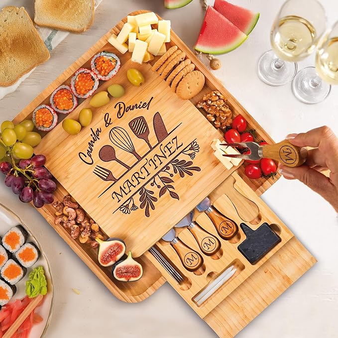Personalized Charcuterie Board, Christmas Gifts for Couples 2025, Custom Engraved Cutting Board for Anniversary, Engagement, New Home (Couple)