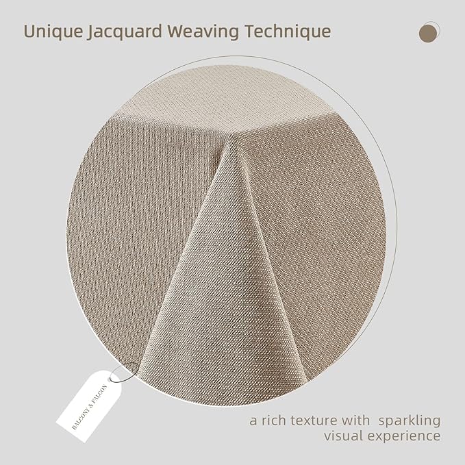 BALCONY & FALCON Rectangle Tablecloth Jacquard Style Water Resistant Table Cover for Dining Kitchen Cafe Parties and Outdoor Use (Beige, 57 x 118 inch)