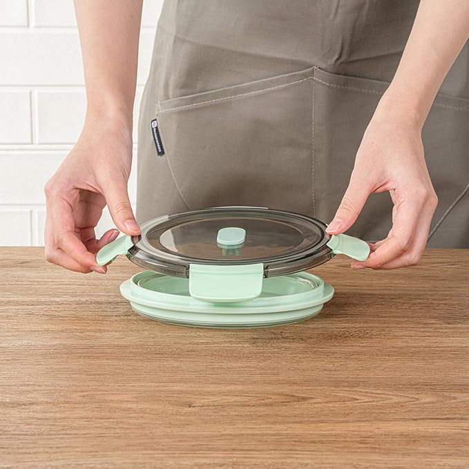 Restaurantware-Fresh Hero 27.2 Ounce Storage Containers, 1 Durable Airtight Food Containers - Microwavable, Freezable, Green Plastic, Collapsible, Dishwashable, With Vented Lids