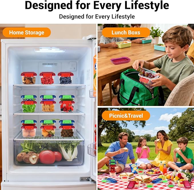 12oz 5oz Small Plastic Food Storage Containers with Lids Snap Lock Lunch Box Square Leakproof Snack Container Salad Fruit Jam Yogurt BPA Free Stackable Microwave Dishwasher Safe Sets 4 Pack