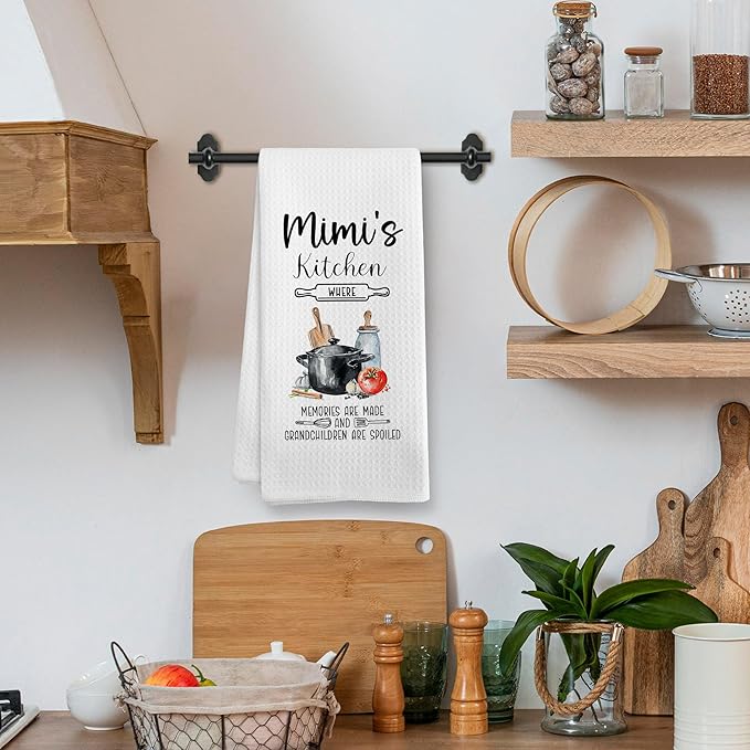 Best Mimi Ever Gifts Gift for Women Grandma from Grandkids Grandson Granddaughter, Mothers Day Christmas Birthday Kitchen Gifts Gift for Mimi, Mimi's Kitchen Dish Hand Tea Towels, 16x24 Inch