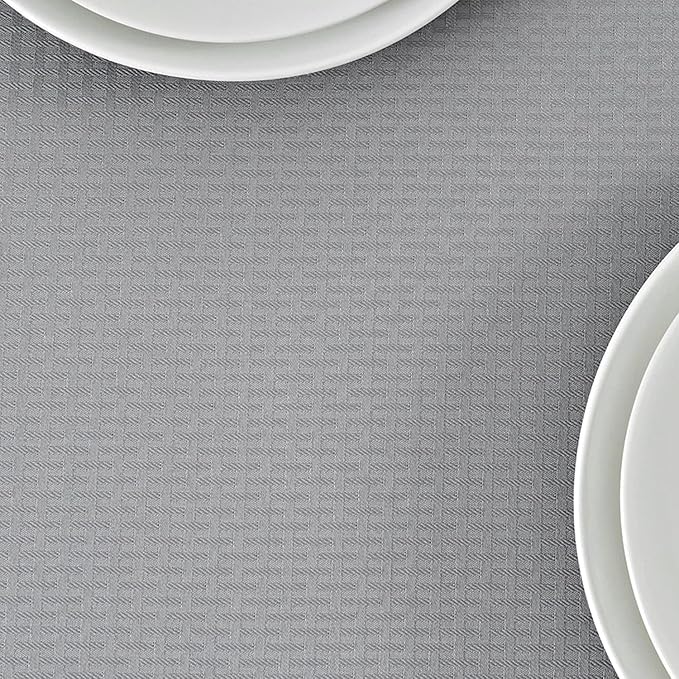 maxmill Rectangle Tablecloth Weaved Pattern Waterproof Spillproof Wrinkle Free Table Cloth, Kitchen Dining Tabletop Decoration, Fabric Table Cover for Holiday Parties, 52 x 70 Inch, Light Grey