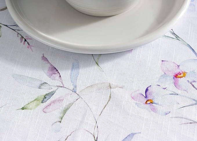 Maison d' Hermine Table Cloth Round Table 100% Cotton 63 Round Inches Tablecloth Reusable Decorative for Dining Room Farmhouse Home Valentines Day Decorations Spring Summer - Summer Floral