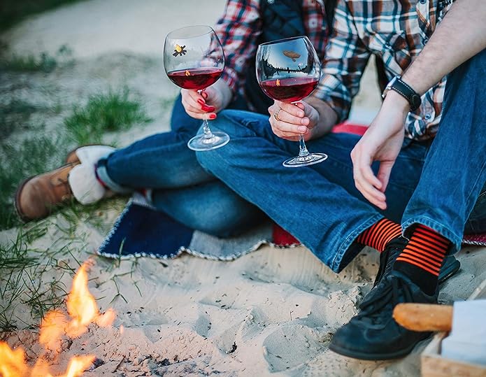 Simply Charmed Camping Wine Glass Charms - Great Gift for the Fisherman, Wine Accessories for the Mountain Cabin or Lake House Set of 6 Magnetic Drink Markers