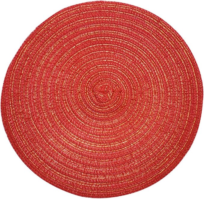 1pc Weave Non-Slip Placemat Cotton Dining Table Mat Coffee Pads Heat Placemat for Home Wedding Decor(B,30cm)