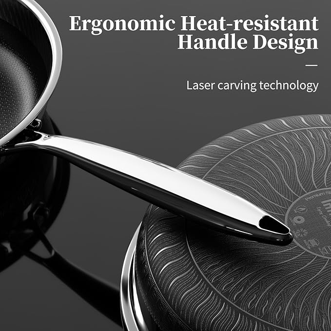 8 Inch Nonstick Frying Pan with Lid, Titanium Ceramic Tri-Ply Stainless Steel Non Stick Skillet W/Lid Small Hybrid Cooking Pan Healthy Induction Egg Frying Pan W/Stay Cool Handle, PFAS/PFOA/PTFE Free
