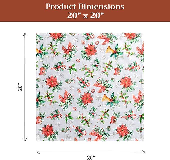 Maison d' Hermine Cloth Napkins Set of 4 100% Cotton for Thanksgiving Christmas Decorations Everyday Reusable Square Fall Napkins Cloth Washable Dinner Party (Chromo, 20"x20")