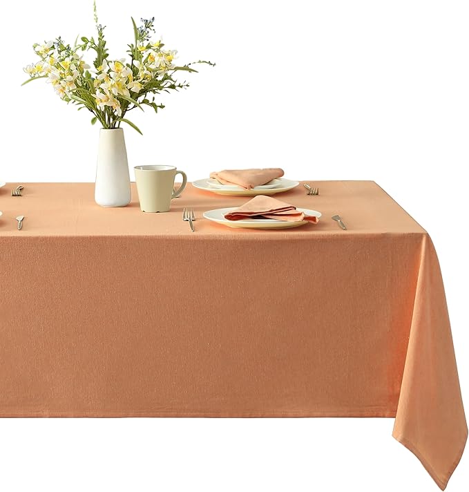 Spring & Easter Holiday Charleston Kankambram Orange 60 x 120 inch Rectangle Fabric Tablecloth, Cotton Table Cover for Indoor Outdoor Dining, Machine Washable Solid Color Tablecloths for Everyday Use