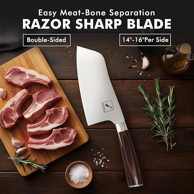imarku 7 Inch Meat Cleaver Knife,Japanese SUS440A High Carbon Stainless Steel Butcher Knife with Ergonomic Handle,Ultra Sharp Vegetable Kitchen Knife for Home,Birthday Gifts for Men and Women