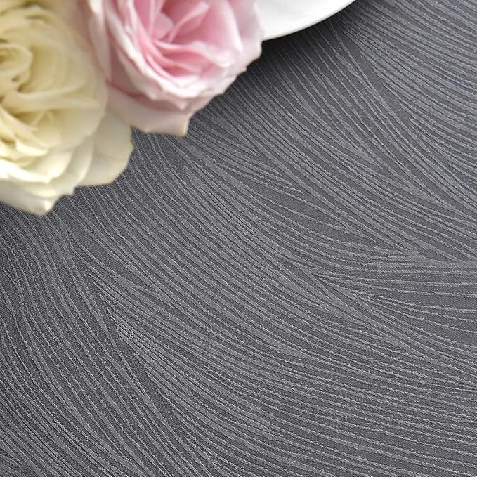 maxmill Jacquard Round Table Cloth Swirl Pattern Waterproof Antiwrinkle Heavy Weight Soft Tablecloths for Circular Table Cover and Kitchen Dinning Tabletop Decoration Round 70 Inch Charcoal