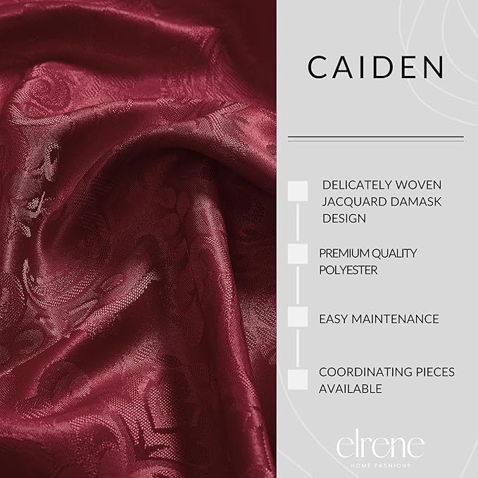 Elrene Home Fashions Caiden Elegance Damask Waterproof, Stain & Wrinkle Resistant Fabric Tablecloth, 60" x 144" Oblong/Rectangle, Cranberry