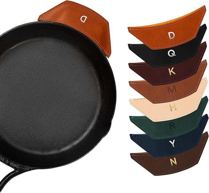 Northwind Personalized Engraved Leather Skillet Handle Cover – Custom Handcrafted Pot Holder Sleeve for Cast Iron Pans, Handmade in USA, Anniversary, Wedding, Housewarming, (Secondary Handle Cover)