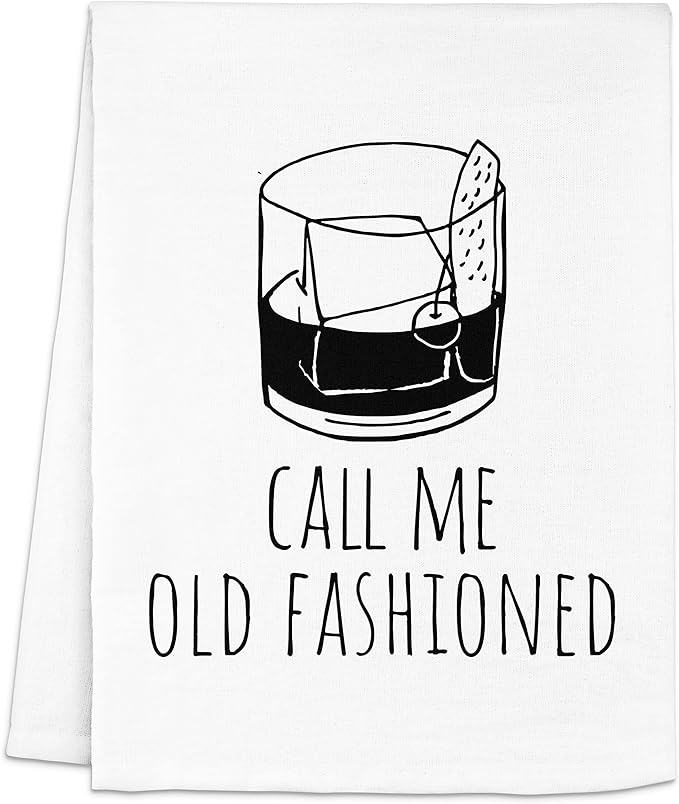 Moonlight Makers Funny Dish Towel, Call Me Old Fashioned, Flour Sack Kitchen Towel, Sweet Housewarming Gift, Farmhouse Kitchen Decor, White