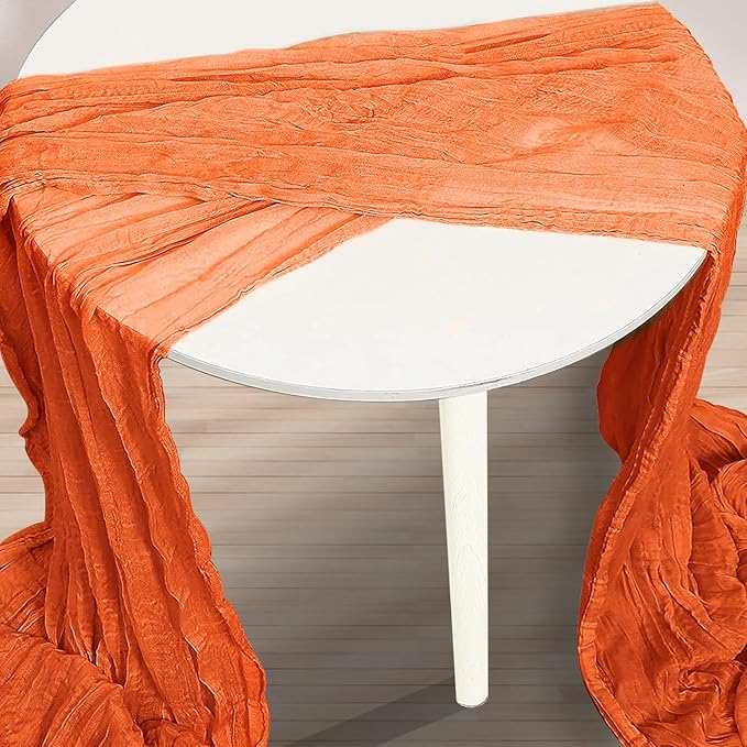 10 Pack Orange Cheesecloth Table Runner 35x120 Inch 10Ft Rustic Gauze Cheese Cloth Table Runner Sheer Cheesecloth Table Runners for Wedding Party Bridal Shower Decoration