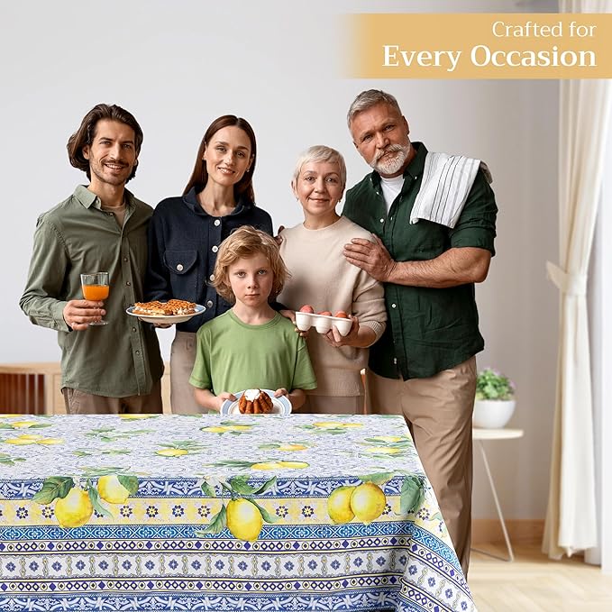 Maison d' Hermine Table Cloth Rectangle Table 100% Cotton 54 x 72 Inches Tablecloth Reusable Decorative for Dining Room Farmhouse Home Valentines Day Decorations Spring Summer - Citrus