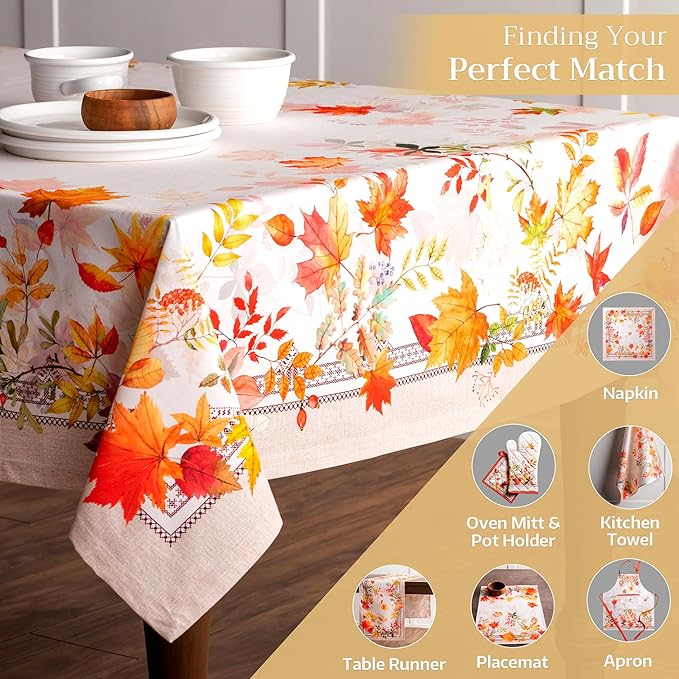 Maison d' Hermine Table Cloth Rectangle Table 100% Cotton 54 x 72 Inches Fall Tablecloth Reusable Everyday Use for Thanksgiving Christmas Decorations Dining Farmhouse Party (Amarante)