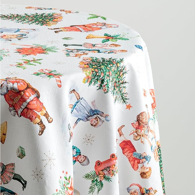 Maison d' Hermine Table Cloth Round Table 100% Cotton 63 Inches Fall Tablecloth Reusable Everyday Use for Thanksgiving Christmas Decorations Dining Farmhouse Party (Chromo)