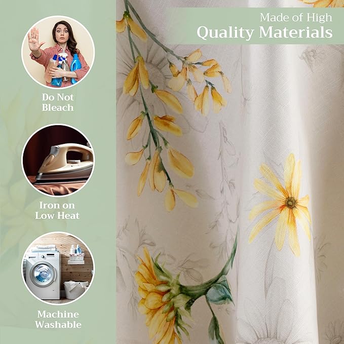 Maison d' Hermine Table Cloth Round Table 100% Cotton 63 Round Inches Tablecloth Reusable Decorative for Dining Room Farmhouse Home Valentines Day Decorations Spring Summer - Candice