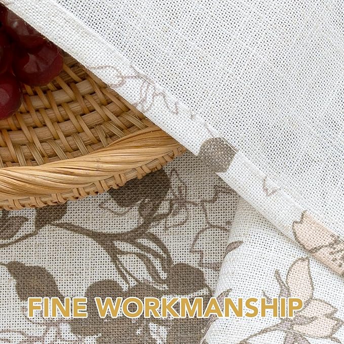 H.VERSAILTEX Linen Table Cloths Floral Printed Tablecloth Spill-Proof Waterproof Table Cover for Dining Buffet Feature Soft and Thick Fabric Wrinkle Free, 60 x 120 Inch, Retro Floral - Brown