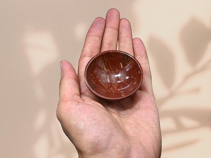 Red Jasper Crystal Bowl - 2 Inch Decorative Bowls for Room and Home Decor - Gemstone Healing Crystals for Elegant Display, Positive Energy Balance and Gift