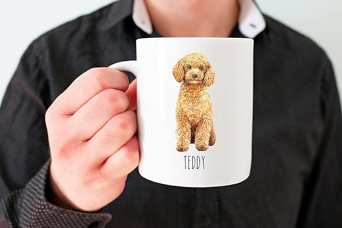 Poodle Custom Coffee Mugs with Name for Dog Mom Dad - Personalized Gifts for Best Friends - Grandma Grandpa Present (Poodle)
