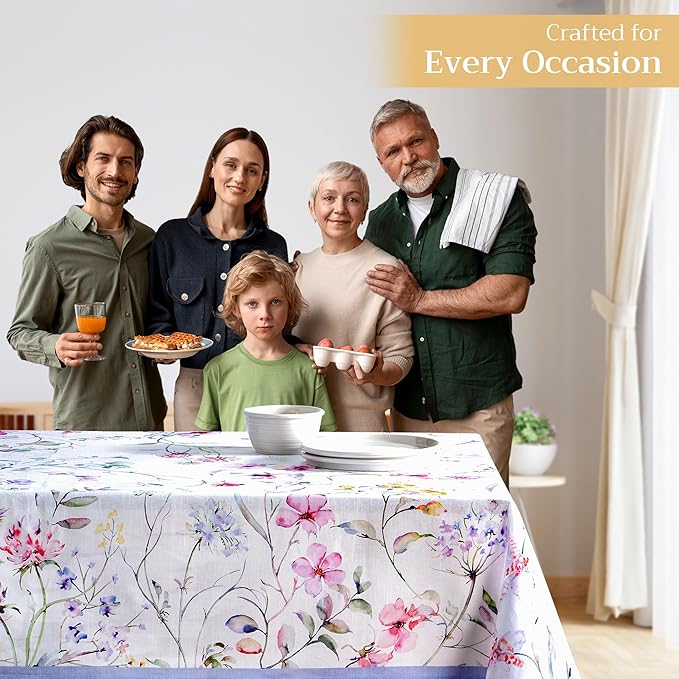 Maison d' Hermine Table Cloth Rectangle Table 100% Cotton 70 x 90 Inches Tablecloth Reusable Decorative for Dining Room Farmhouse Home Valentines Day Decorations Spring Summer - Summer Floral