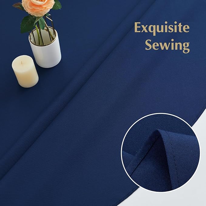 2 Pack Round Table Cloth 60 Inch Navy Tablecloth Washable Polyester Solid Dining Table Cover for Birthday Party Dinner Holiday Outdoor Indoor