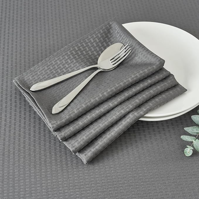 maxmill Cloth Napkins Weaved Texture Pattern Soft Comfortable and Luxury Serviette for Restaurant Family Dinners Weddings Parties and Banquets Set of 4 Pieces, 20 x 20 Inch Charcoal Gray