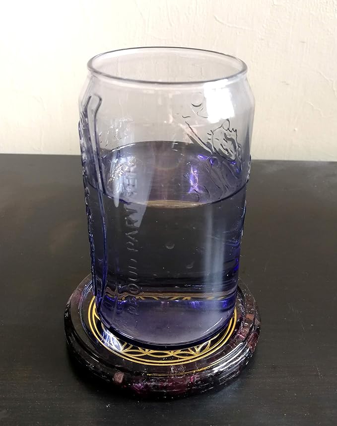 Large 4" Garnet Crystals Flower of Life Coaster Water Charging Plate Energy Dome