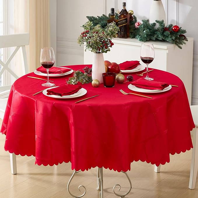 Newbridge Valentines Day Square Napkin, Set of 4 Napkins, Ribbons and Bows Damask, Wrinkle and Stain Resistant Square Napkins, Holiday Red