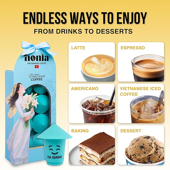 NONLA Instant Coconut Coffee Pods, 6g x 8 Freeze-Dried Sugar Free Pods, Coconut Latte Flavor, Instant Espresso Coffee for Focus & Energy, Housewarming, Birthday, Christmas Gift Box