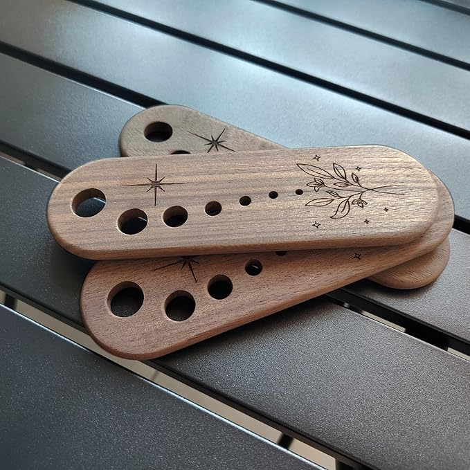 Black Walnut Herb Stripper Vegetable Leaf Herb Stripper Chopper Tool Handmade Wood Uncoated 7 Hole Sizes Durable & Elegant Kitchen Tool with Storage Case Ideal Gift for Cooks